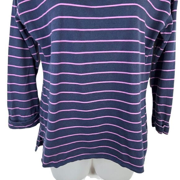 Patagonia Top Shallow Seas Size Medium Navy Blue Purple Striped Long Sleeve - Picture 3 of 10